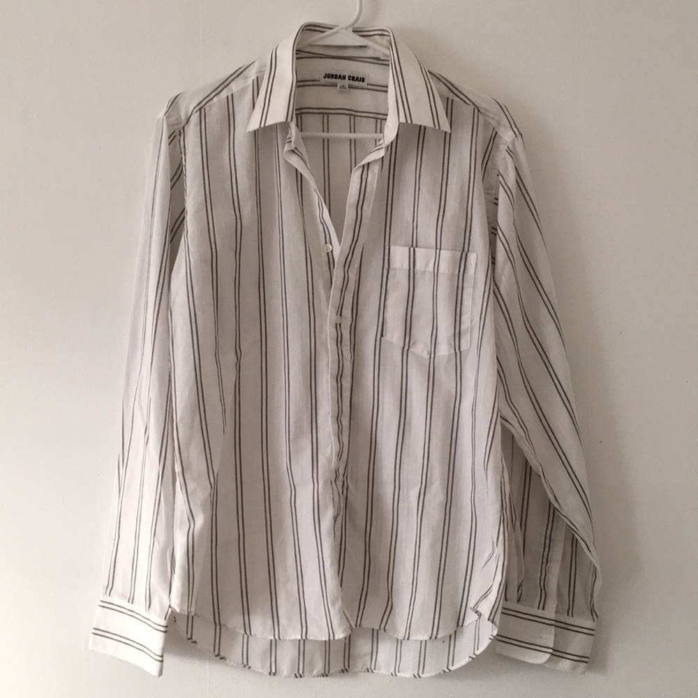 Single Needle Tailoring Striped Button Down Shirt - image 1